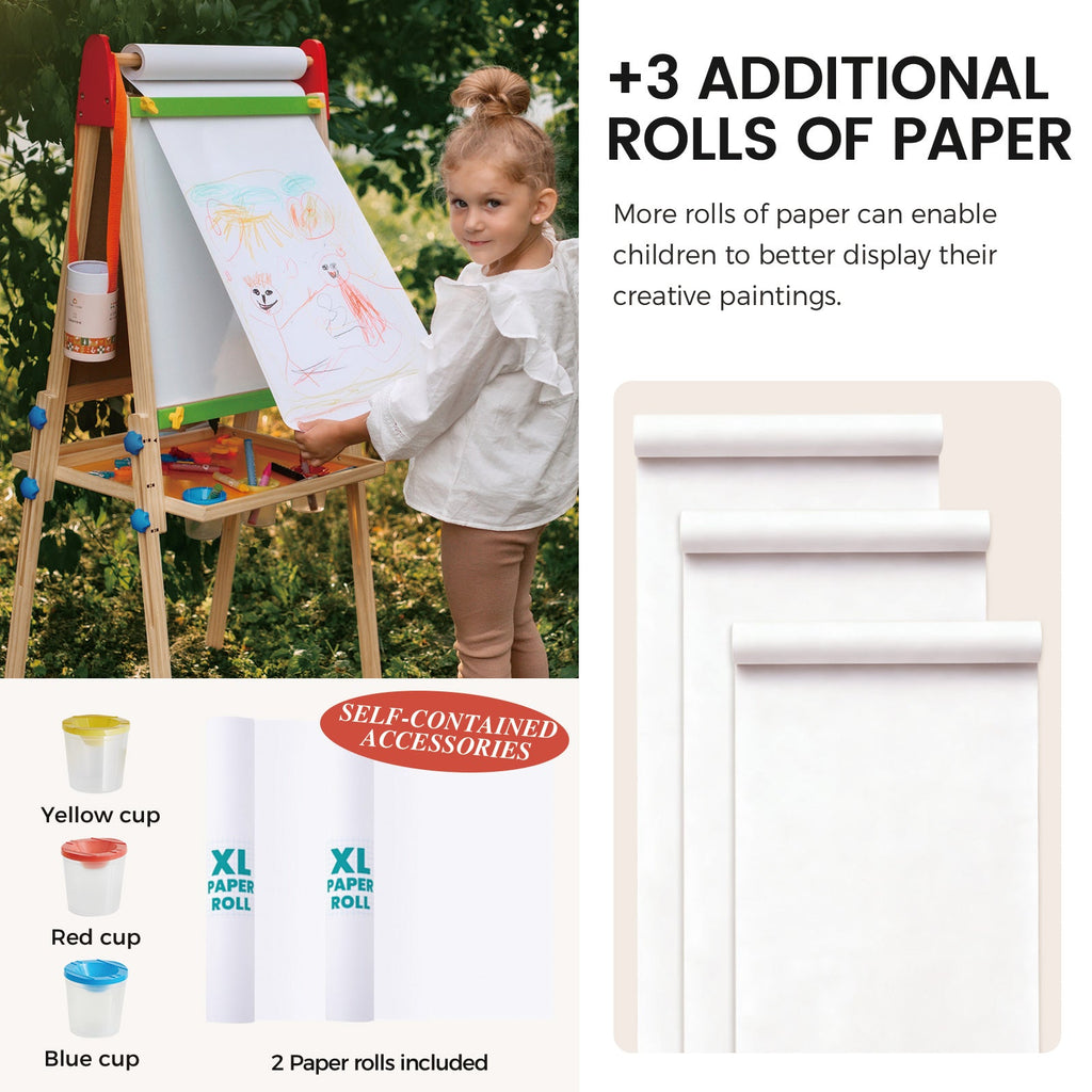 3-in-1 Art Easel & Paper Roll Set