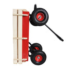 Outdoor Wagon All Terrain Pulling w/Wood Railing Air Tires Children Kid Garden（Red）