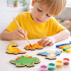 Wood Dinosaur Kit – Laser Cut Wood Craft Set of 5 | Kids Painting Activity