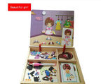Montessori Magnetic Fun Puzzle Children's Wooden Puzzle Box Game Cartoon Educational Painting Toys For Children Gift Antistress