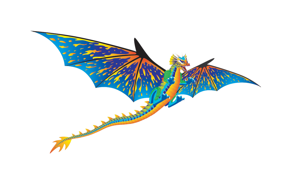 76 Inch (6 Foot) Wingspan 3-D Nylon Blue Dragon Kite