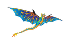 76 Inch (6 Foot) Wingspan 3-D Nylon Blue Dragon Kite