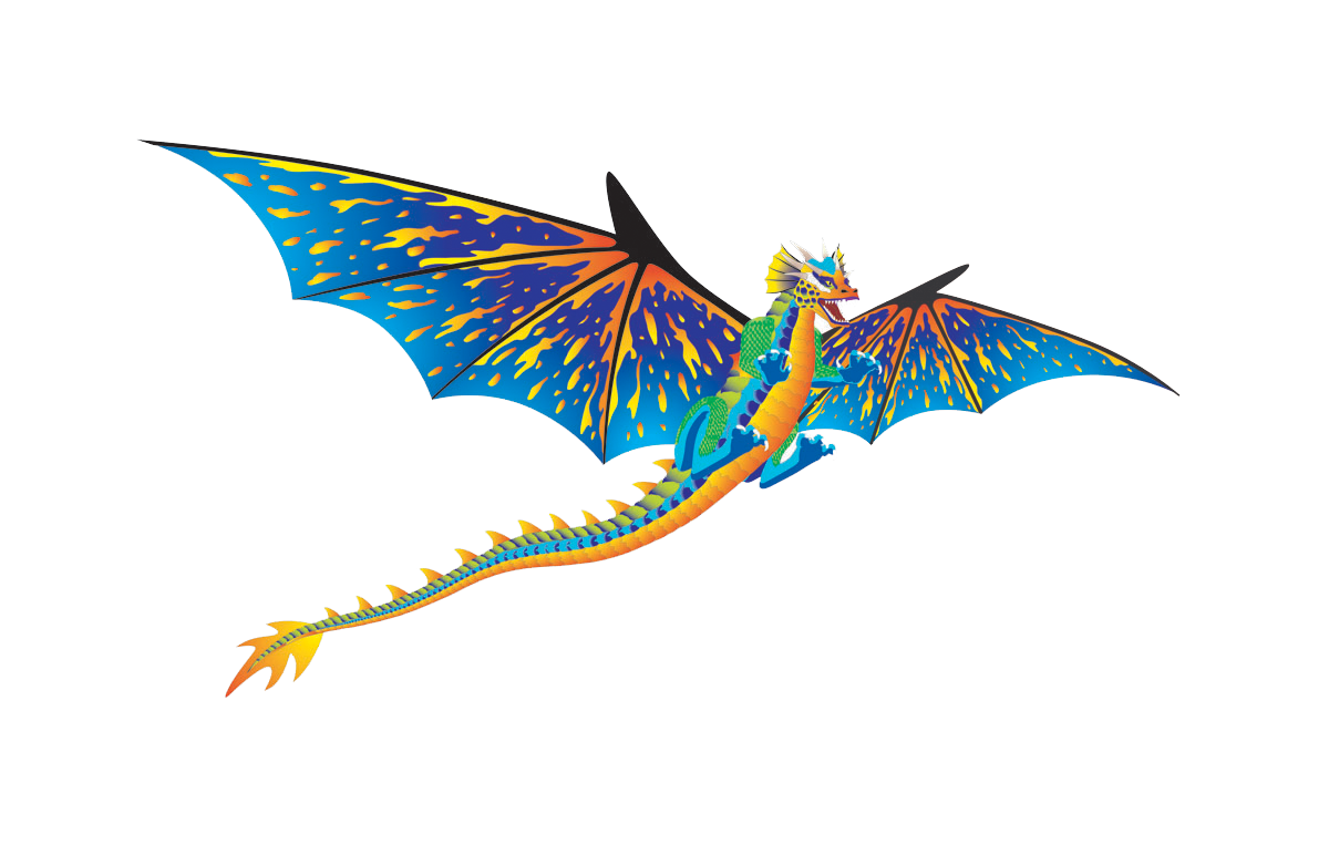 76 Inch (6 Foot) Wingspan 3-D Nylon Blue Dragon Kite