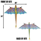 76 Inch (6 Foot) Wingspan 3-D Nylon Blue Dragon Kite