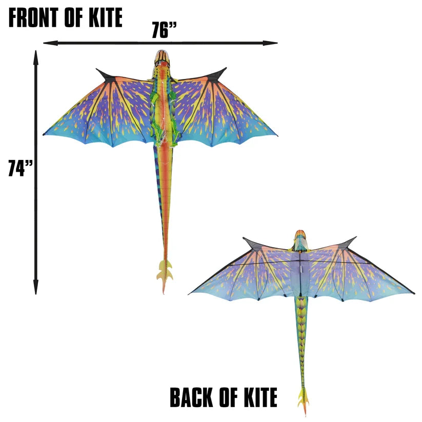 76 Inch (6 Foot) Wingspan 3-D Nylon Blue Dragon Kite