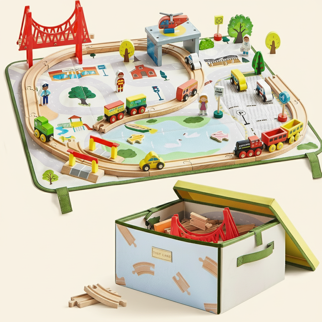 110-Piece Wooden Train Set
