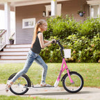 Aosom Youth Kick Scooter with Adjustable Handlebars, Pink