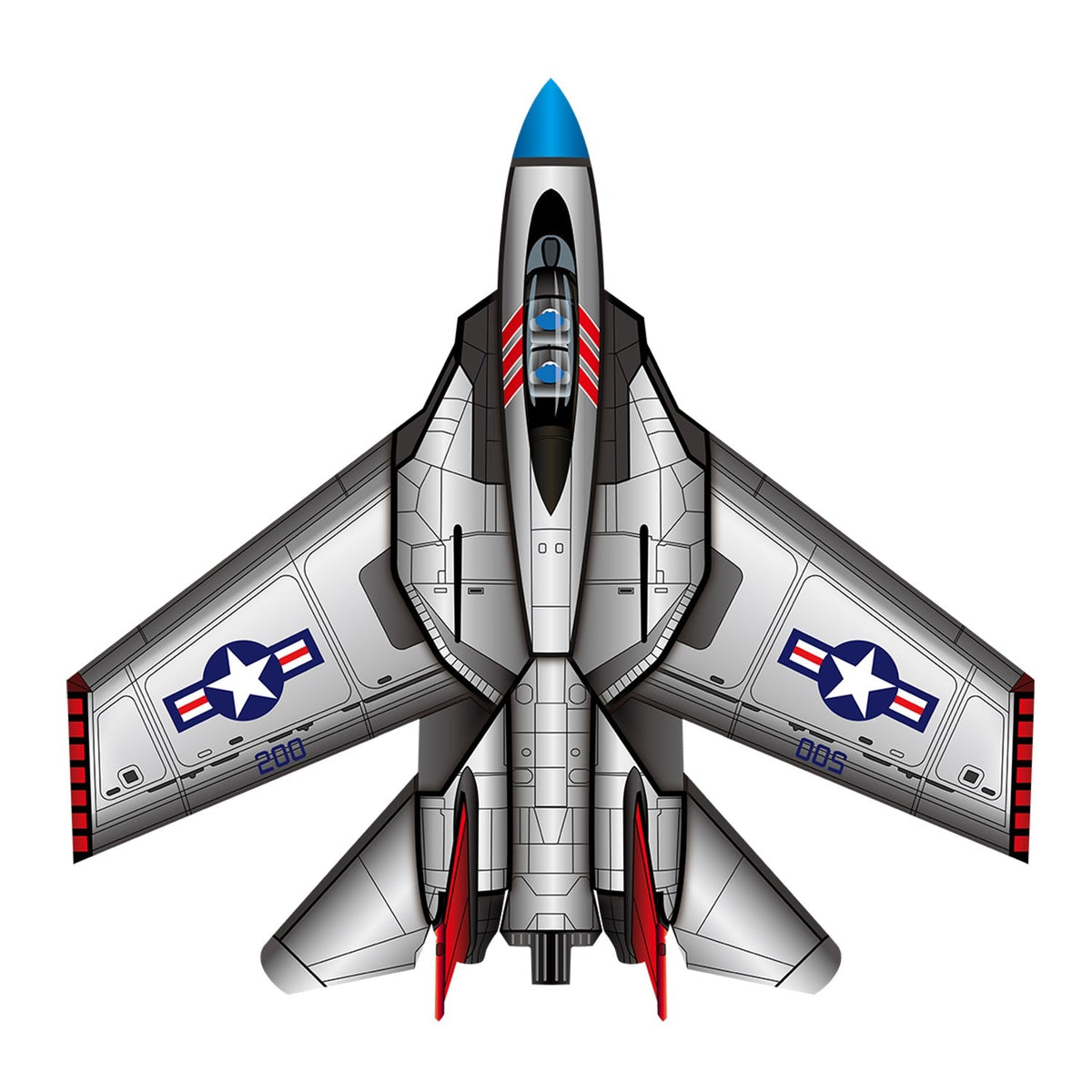 57 Inch Wide SuperSized Fighter Jet Nylon Kite w/ 3D Cockpit