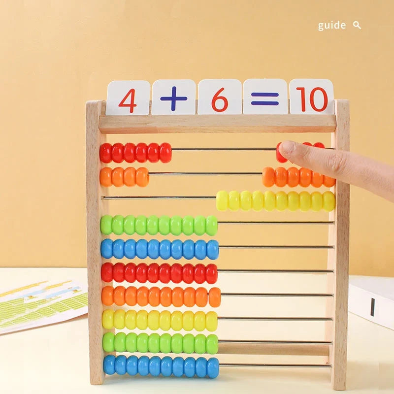 Wooden Montessori Abacus Counting Toy – Rainbow Beads Math Learning for Kids