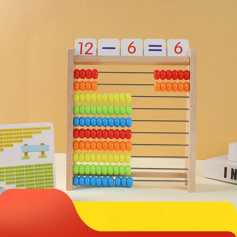 Wooden Montessori Abacus Counting Toy – Rainbow Beads Math Learning for Kids