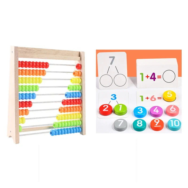 Wooden Montessori Abacus Counting Toy – Rainbow Beads Math Learning for Kids