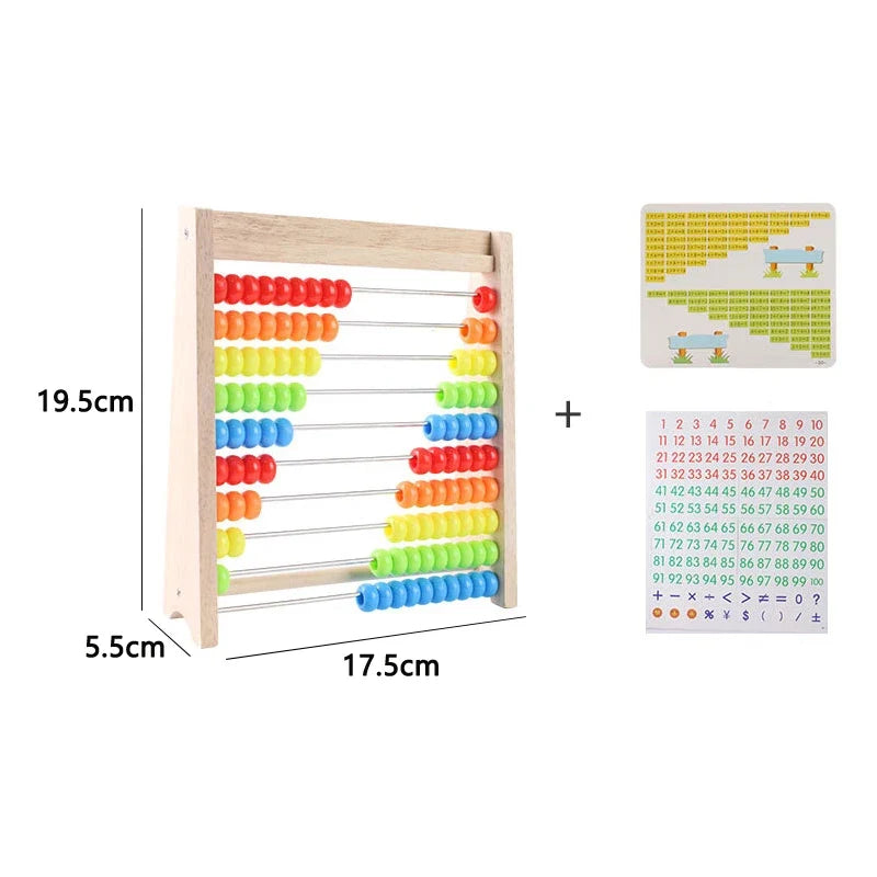 Wooden Montessori Abacus Counting Toy – Rainbow Beads Math Learning for Kids