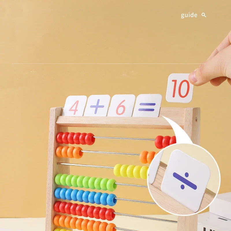 Wooden Montessori Abacus Counting Toy – Rainbow Beads Math Learning for Kids