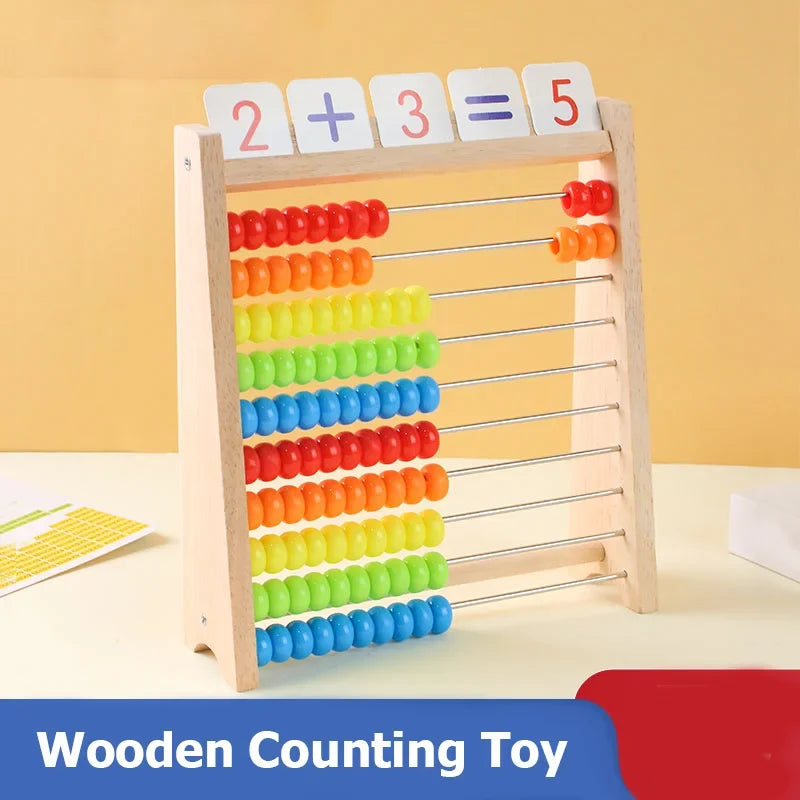 Wooden Montessori Abacus Counting Toy – Rainbow Beads Math Learning for Kids