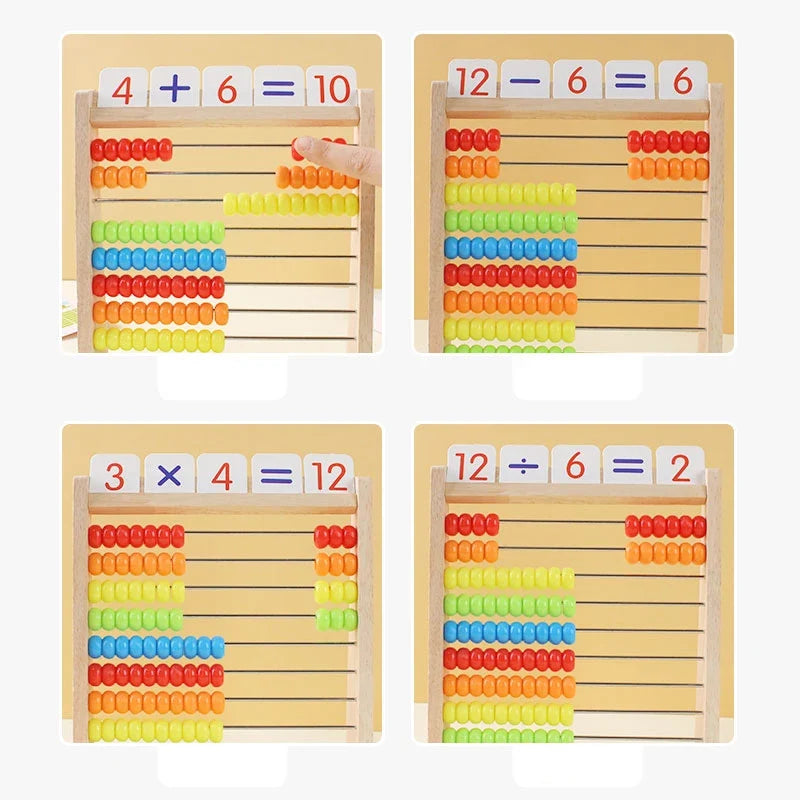 Wooden Montessori Abacus Counting Toy – Rainbow Beads Math Learning for Kids