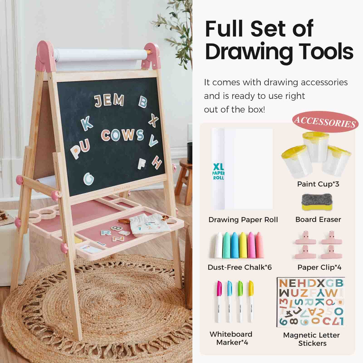 Pink Magnitales Easel & Paper Roll Set