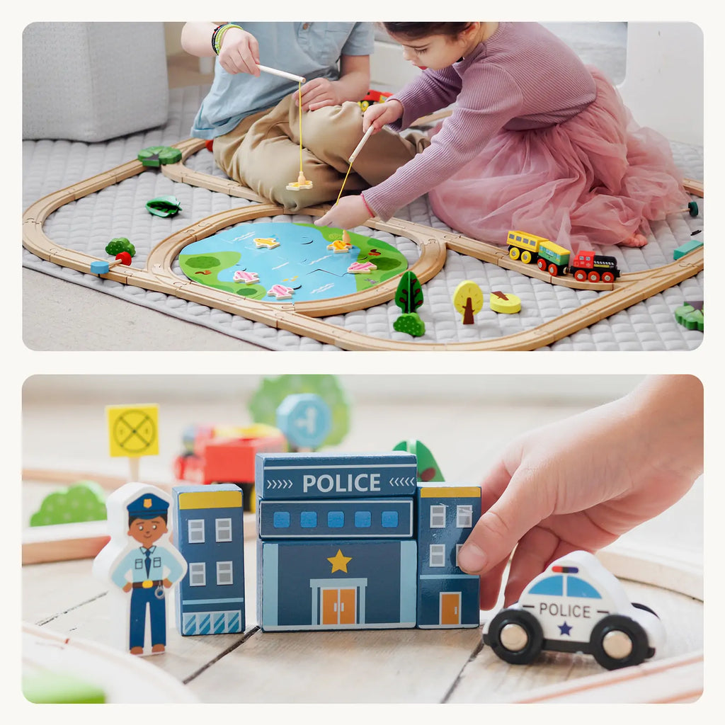 110-Piece Wooden Train Set