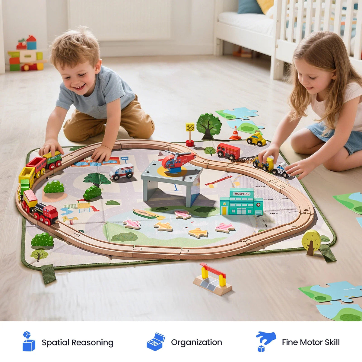 110-Piece Wooden Train Set