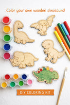 Wood Dinosaur Kit – Laser Cut Wood Craft Set of 5 | Kids Painting Activity
