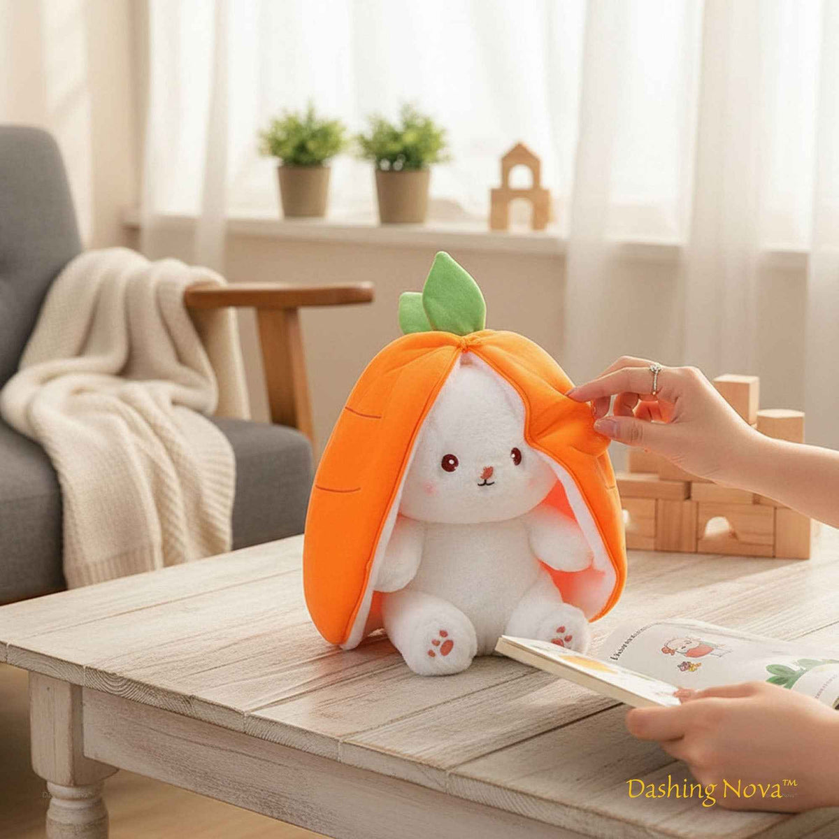 Reversible Strawberry Bunny Plush Toy