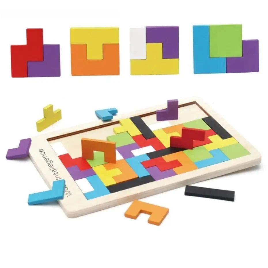 Colorful Wooden Tangram Brain Teaser Puzzle