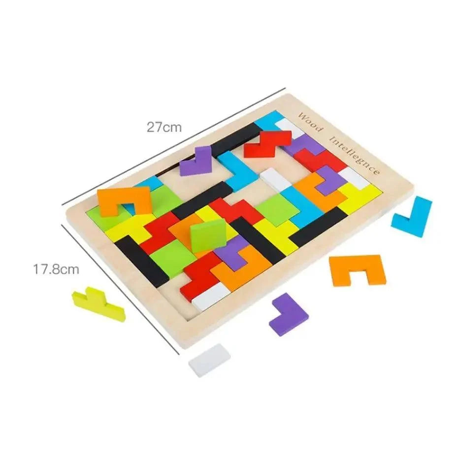 Colorful Wooden Tangram Brain Teaser Puzzle