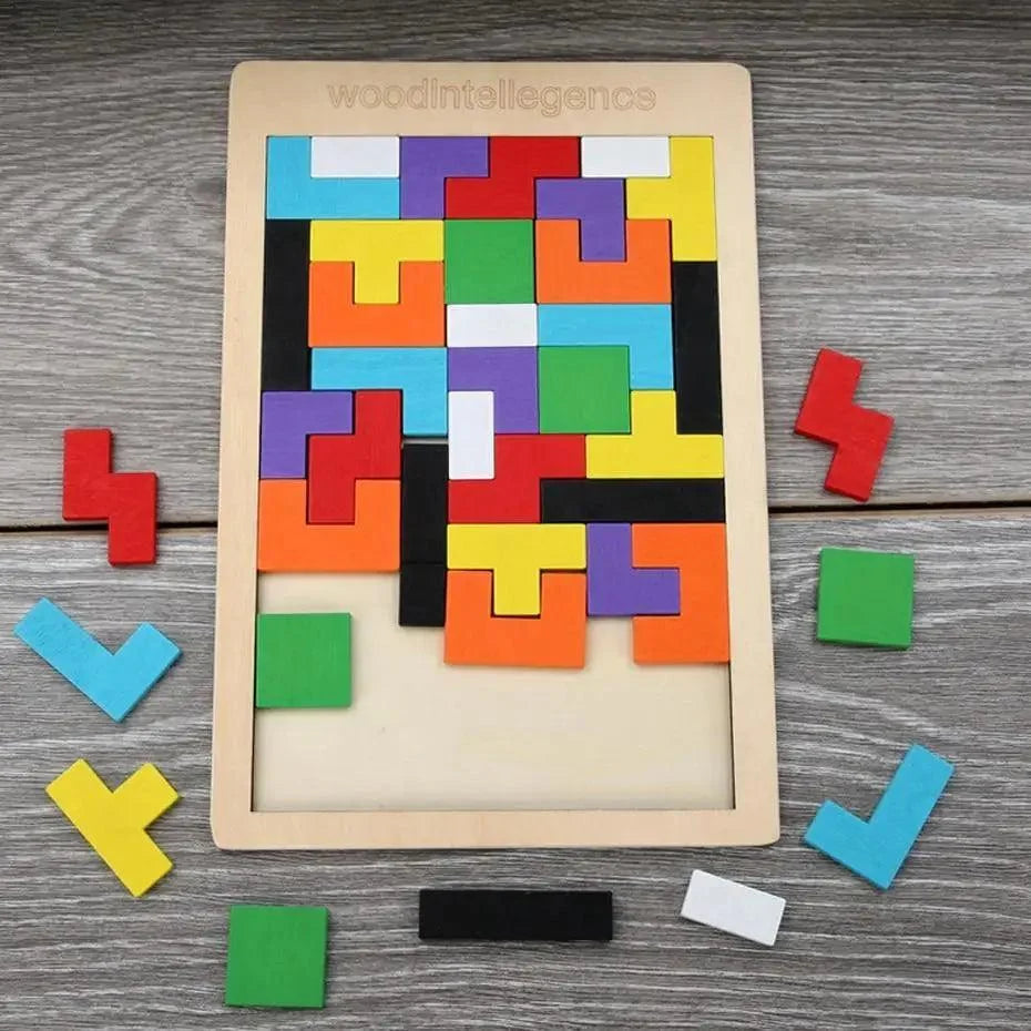 Colorful Wooden Tangram Brain Teaser Puzzle