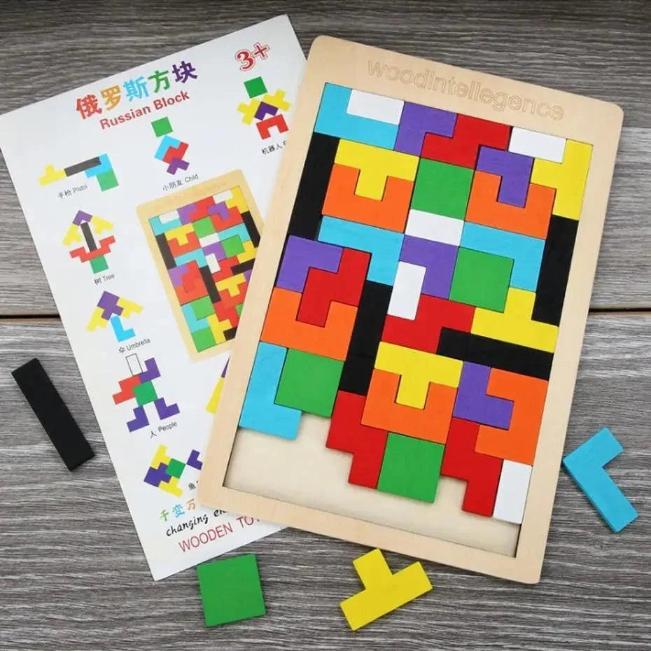 Colorful Wooden Tangram Brain Teaser Puzzle