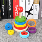 Wooden geometric circular stacking building blocks children's early education puzzle rainbow tower assembly Christmas toy gift