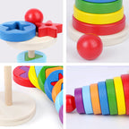 Wooden geometric circular stacking building blocks children's early education puzzle rainbow tower assembly Christmas toy gift