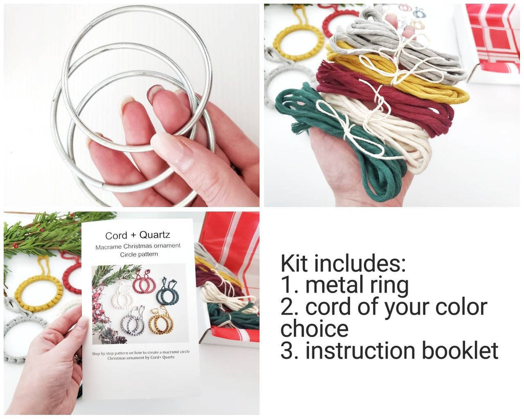 DIY Christmas ornament kit. Macrame christmas ornament set. Christmas craft kits for adults and kids. Boho ornament. Christmas home decor