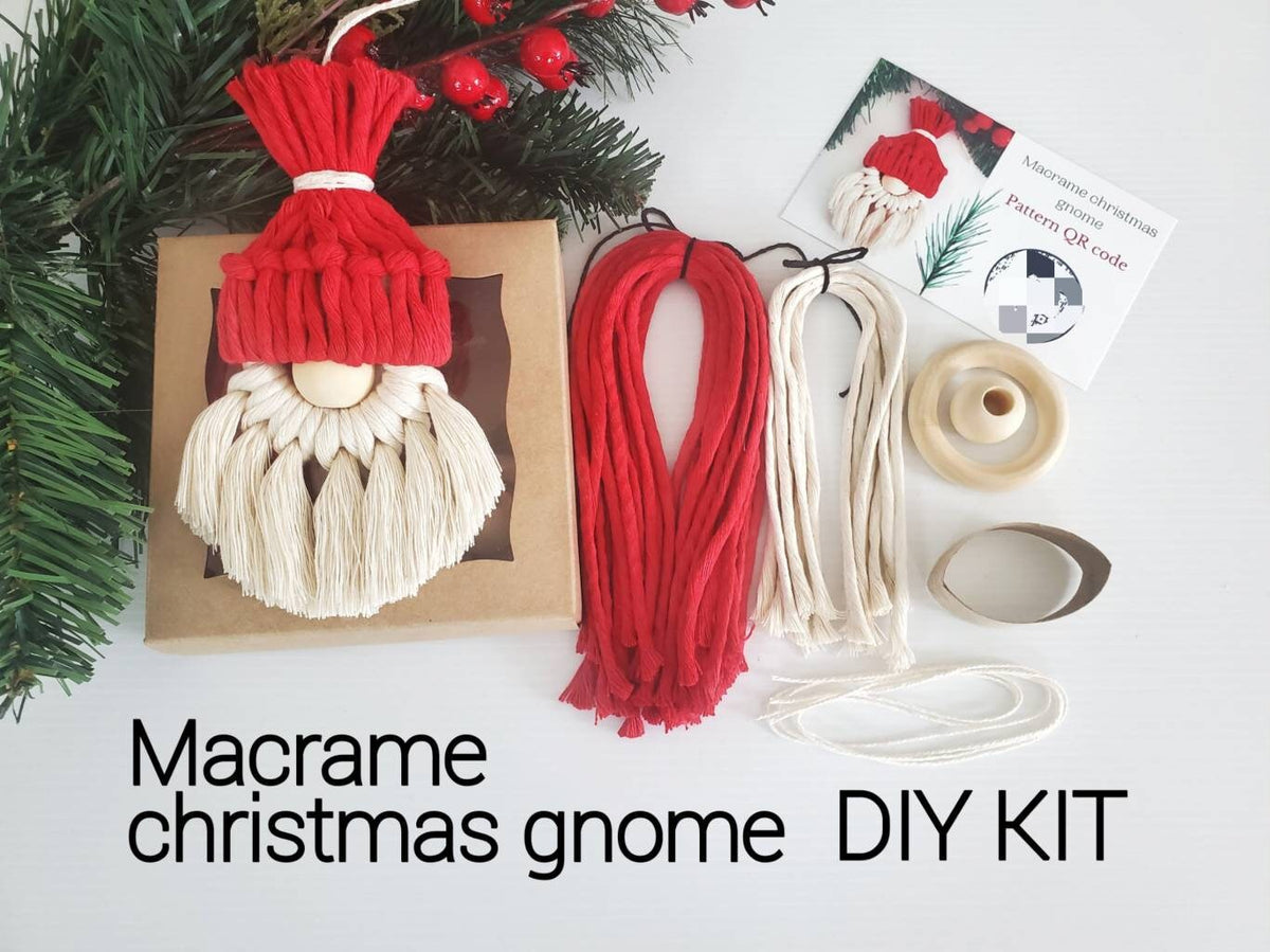 Macrame gnome Christmas ornament DIY kit