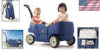 Denim Blue Kids Wagon with Cup Holders for Safe Outdoor Riding